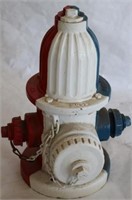 SHORT CAST IRON FIRE HYDRANT, PAINTED IN