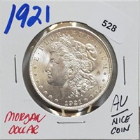 1921 90% Silver AU Morgan $1 Dollar