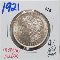 1921 90% Silver AU Morgan $1 Dollar