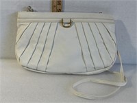 Vintage, white faux leather handbag