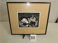 Swan Etching Framed