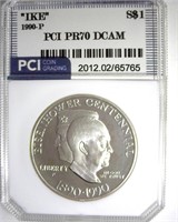 1990-P S$1 Eisenhower PR70 DCAM LISTS $150