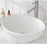 $98 16x13” Oval White Ceramic Vessel Sink