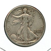 1942-D Walking Liberty Silver Half Dollar