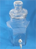 VTG LARGE 15" BEVERAGE CLEAR GLASS DISPENSER