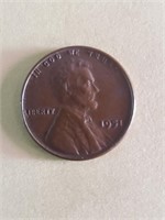 1951 Wheat Penny No Mint Mark
