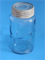 VTG IMPOVED MASON JAR WITH GLASS LID-PAT'D