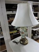 Porcelain & Brass Table Lamp 30"T