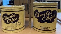 2 Charles Chips tins with lids