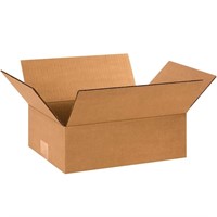 Flat Corrugated Boxes, 12" x 9" x 4", (Pack of 25)