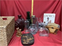 Huge lot of unique glass bottles, vintage