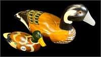 2 Vintage Wood Carved Ducks w/ Glass Eyes