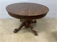 Vtg. Oak Circular Claw Foot Extension Table