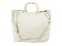 PRADA White Leather 2 Way Embossed Shoulder Bag