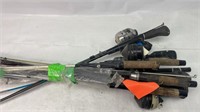 Large lot of fishing rods and reels