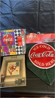 Coca Cola gift wrap, table runner, cross-stitch