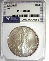 1994 Silver Eagle MS70 LISTS $11000