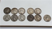 Silver Quarters 4 D, 1 S, 6 Philadelphia - see