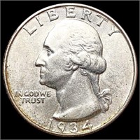 1934-D Washington Silver Quarter CHOICE AU