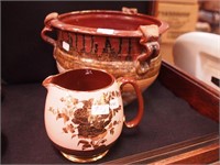 Two pieces of pottery including a 5" Sadler copper