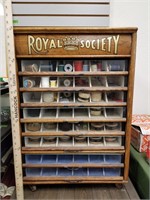 Antique Royal Society Sewing Spool Cabinet