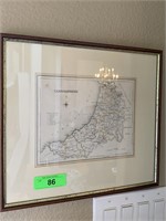 VTG FRAMED CARDIGANSHIRE MAP