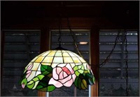 Swag lamp, leaded glass shade