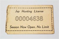 Original WWII Jap Hunting License