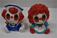 Vintage Incarco Japan Raggedy Ann, Andy Planters