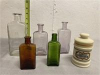 6 Vintage Glass Drug Co. Medicine Bottles