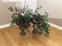 Set of two faux greenery and berry arrangements