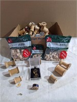 Box FULL of Wooden Spools & More