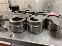 Lot of stainless sterno holders with lids