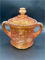 Imperial Glass Marigold Lustre Rose Sugar Bowl