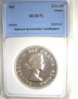 1962 Dollar NNC MS69 PL Canada