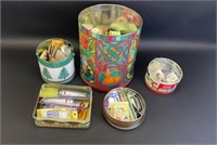 Tins of Assorted Sewing Notions