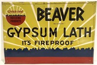 Mid-Century Beaver Gypsum Lath Metal Sign