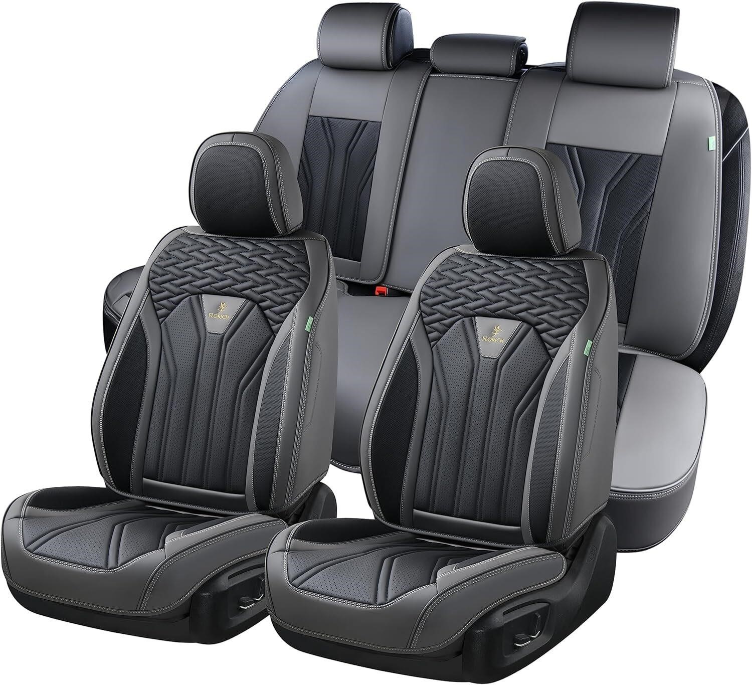 Leather Seat Covers  Full Set  Gray&Black