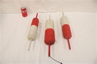 3 White & Red Decorative Buoys