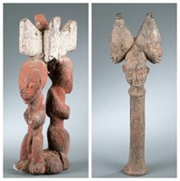 2 Yoruba Shango cult sculptures, 20th century.