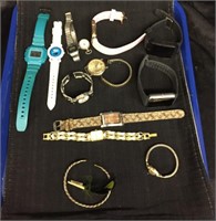MISC WATCHES LOT / PLUS BRACELET & FEATHER PIN