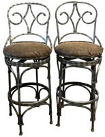 Metal Swivel Bar Stools with Upholstered Seats