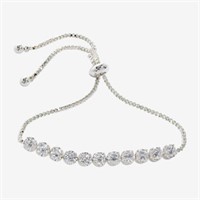 Sparkle Allure Silver CZ 10-Inch Bolo Bracelet