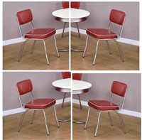 4 retro red and chrome dining room chairs
