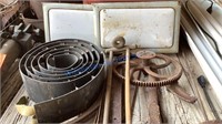 STOVE DOORS, BRACKETS, METAL PIECES, MISCELLANEOUS