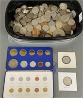 Group of foreign & U.S. coins - some silver,