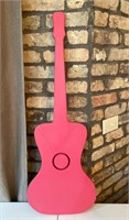 Hot Pink Painted Wall Hanging Guitar Cutout Music