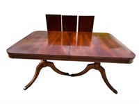 MAHOGANY DOUBLE PEDESTAL DINING ROOM TABLE