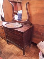 Vintage oak wishbone dresser with beveled mirror