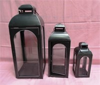 3 METALAND GLASS HANGING LANTERNS